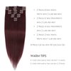 Doupor Clip in Hair Extensions Real Human Hair,Silky Straight Remy Human Hair Seamless Clip in Hair Extensions Soft Natural Clip ins for women,Burgundy Red 8pcs 120g 22 inch