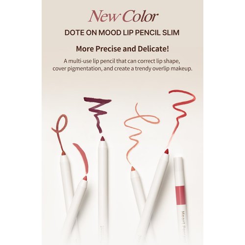 Heart Percent Dote On Mood Lip Pencil Slim, Defines and Fills Creamy Lip Liner Retractable Lipstick Pencil with Built-In Sharpener, B1. Rose Brown