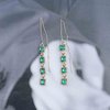 Allereyae Vintage Crystal Emerald Threader Earrings Emerald Square Stud Earrings Long Chain Tassel Dangle Earrings Gold Bar Pull Through Earrings Jewelry for Women