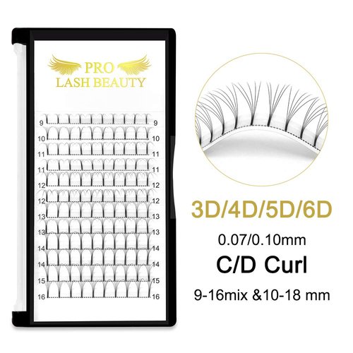 Premade Volume Eyelash Extensions 5D-C-0.10-10 Long Stem Premade Fans Eyelash Extensions .07 .10 Premade Volume Fans Volume Lash Extensions C D Curl(5D-C-0.10,10 mm)
