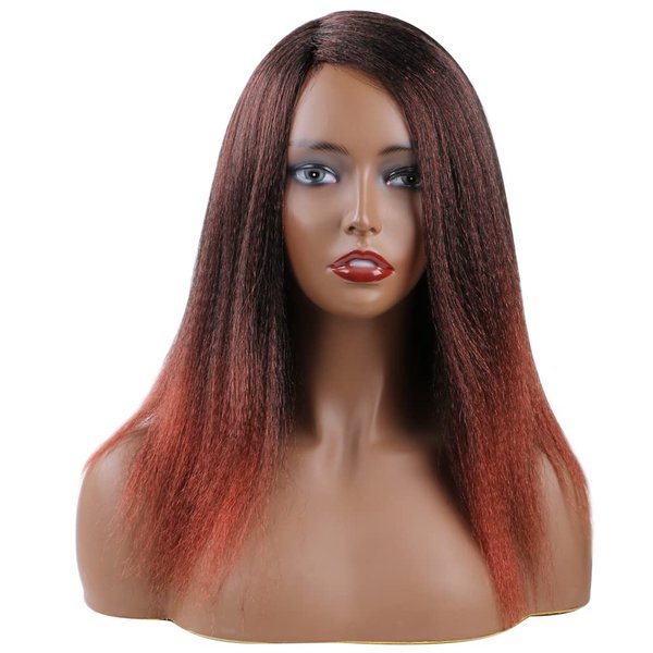 JVILO Yaki Straight Wigs For Black Women Yaki Wigs Medium Long with Silky Light 14inch Synthtic Yaki Afro Kinky Straight Wigs For Daily Wear(T350)
