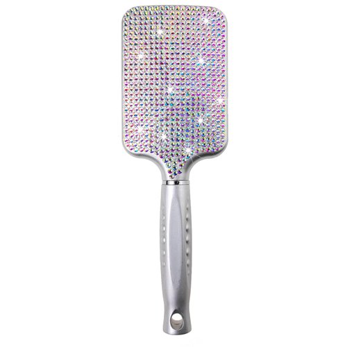 Fashion Premium Glass AB Color Crystal Paddle Brush,Exclusive Blingbling Hair Brush,Massage Air Cushion Rhinestone Hair Comb For Women
