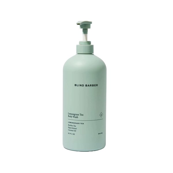 Blind Barber Lemongrass Tea Shower Gel for Men - A Daily Sulfate Free Body Wash for Clean, Hydrated Skin - Refreshing Formula Designed to Remove Build-Up + Debris -32 oz