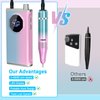 Nail Drill Professional 40000RPM for Acrylic Nails, Nail Drill Portable Electric Nail Drill for Nail Manicure, Nail Drill Rechargeable High Capacity for Salon and Home Use (Pink-Blue)