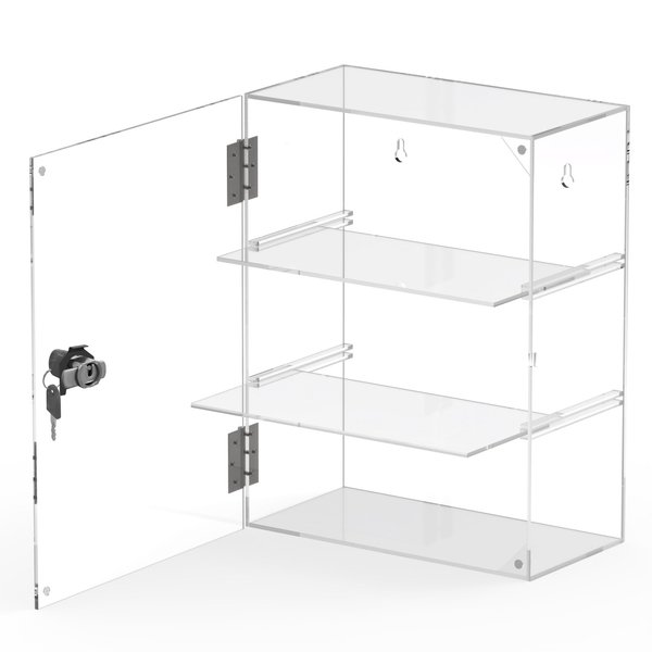 Acrylic Display Case with Lock Key Removable 3 Tier Clear Countertop Display Cases with Shelves Locking Showcase Retail Display Cabinet for Collectibles Figures Safe Storage(11.8x5.9x15.7inch)