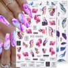 Dornail 6 Sheets 3D Aurora Marble Nail Stickers Colurful Blooming Nail Decals Rainbow Wave Lines Nail Art Stickers Nail Accessories Self-adhesive Stickers for Nails Women DIY Nail Supplies
