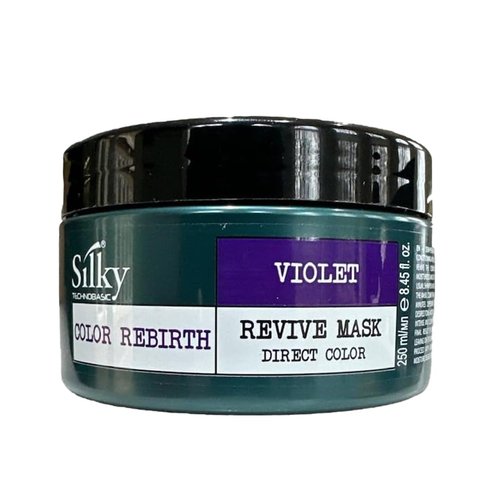 SILKY Technobasic Violet Revive Mask - Color Depositing Hair Mask - Vegan Friendly Organic Hair Mask - Semi-Permanent Hair Color Mask with Hydrating and Restoring Action for Dry Hair - 250ml/8.45oz