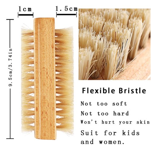 Nail Brush For Cleaning Fingernails, 2Pcs Bamboo Brush For Nail Scrubber, Flexible Bristle Finger Nail Brush To Clean Under Nails Dirt, Nail Scrub Brush Toenail Brush For Kids And Women (2pcs brush)