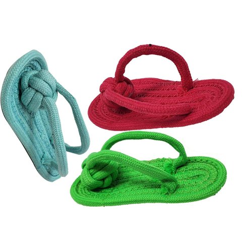 Dog Chew Toy Slipper Shoe Flip Flops Shape Great for Teething Puppies Molar Teeth Cleaning Toy Chew Activity Toy Cotton Rope Material ( 3 Pack) Cotton, Cotton Rope