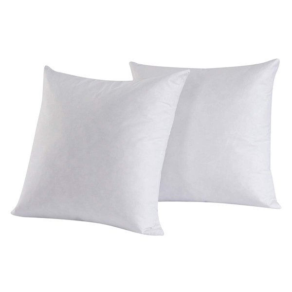 HOMESJUN Set of 2 Feather and Down Pillow Insert, 12x12 Square Decorative Throw Pillow Insert, Cotton, White