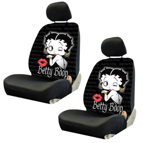 U.A.A. INC. 4 pc Betty Boop Timeless Original Design Black Front Lowback Seat Covers Set New