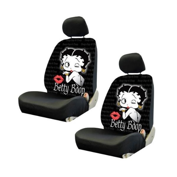 U.A.A. INC. 4 pc Betty Boop Timeless Original Design Black Front Lowback Seat Covers Set New