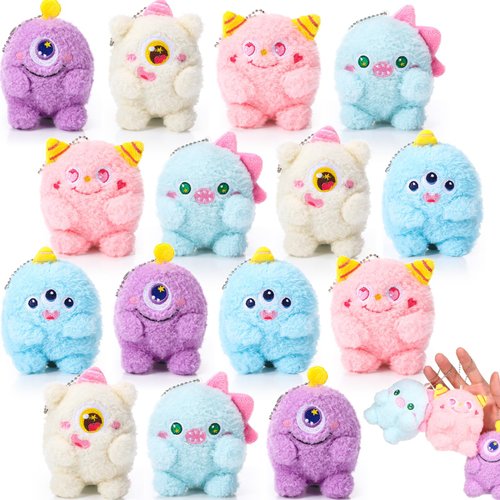 Aoriher 15 Pcs Halloween Plush Toys Bulk Halloween Stuffed Toys Small Devil Plush Keychain Party Favors Mini Stuffed Animals Toys for Halloween Birthday Party Favors Goodie Bag Fillers, 5 Styles