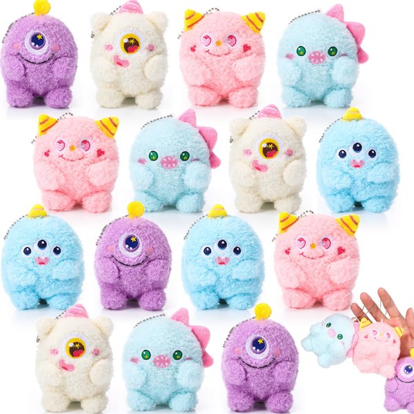 Aoriher 15 Pcs Halloween Plush Toys Bulk Halloween Stuffed Toys Small Devil Plush Keychain Party Favors Mini Stuffed Animals Toys for Halloween Birthday Party Favors Goodie Bag Fillers, 5 Styles