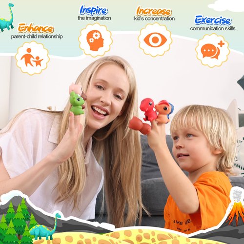 taseyok 2 Pack Remote Control Car for Toddlers, Dinosaur Toys for Kids 2-6, Toddler Sensory Toys with LED Lights and Sound, Christmas Birthday Gifts for Boys and Girls 2 3 4 5 6 Year Old