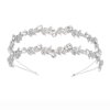 mollensiuer 1Pc Double Row Rhinestones Flower and Leaves Crown Headband Rhinestone Bridal Crystal Headband Wedding Headband Bridal Headpiece for Bride Bridesmaids Wedding Party, Silver