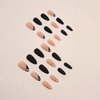 Black Press on Nails Medium Almond Fake Nails Matte False Nails Press ons with Designs French Tip Acrylic Full Cover Glue on Nails Artificial Stick on Nails for Women Manicure 24 Pcs
