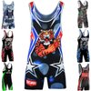 ROAR American Tiger Wrestling Singlet Stretch BodySuit Sports Wear (Amarican Tiger, Medium)