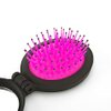 NuAngela Mini Hairbrush, Folding Hair Brush With Mirror Set, Compact Pocket Size, Travel Pop Up Hair Comb, Easy Keep in Purse, Gym Car Bag (Blue Pink)