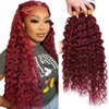 99J Human Hair Bundles Burgundy Water Wave Human Hair Bundles Brazilian Unprocessed Virgin Hair 3 Bundles 20 22 24 Inch 99J Water Wave Bundles Wine Red Bundles Remy Hair Extensions
