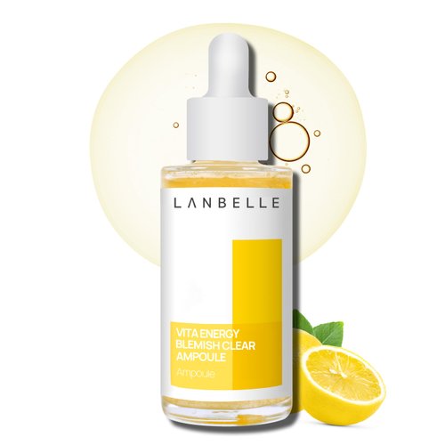 LANBELLE Vita Energy Blemish Clear Ampoule 83% Vitamin C Serum Vegan w/Lemon Water Niacinamide Volufiline for Hyperpigmentation Skin-barrier No Stickiness Irritation Radiant Glowing Skin 1.7 Fl Oz