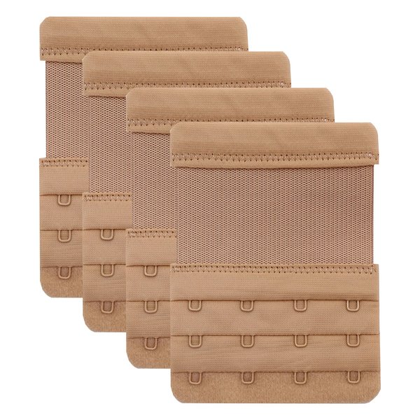 Tamlien Bra Extenders 4 Hook, Stretchy Soft and Comfortable Back Bra Strap Extender - 4 pcs Pack (Skin Color)