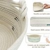 Fhiny Cotton Rope Dog Toy Basket with Handle Puppy Toys Storage Bin Small Woven Rectangle Diapers Pet Kitty Bed Perfect for Carry Pet Chew Toys Blankets Leashes Doggie Stuff - Beige L