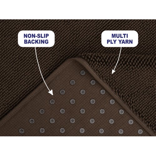 American Soft Linen Bath Rug, 20 in 34 in 100% Cotton Bath Mats Rugs for Bathroom, Non Slip Washable Shaggy Form Area Rugs, Brown Bath Rug