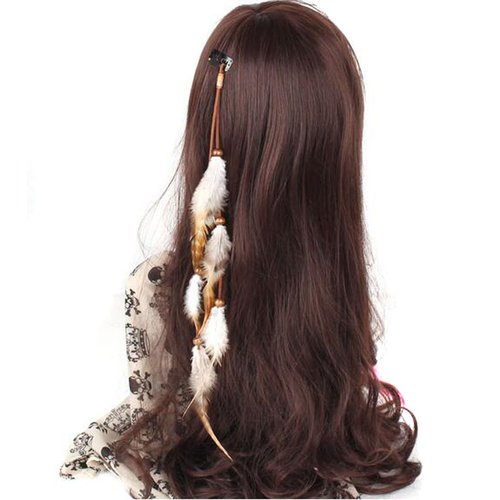 Handmade Boho Hippie Hair Extensions with Feather Clip Comb Hairpin Headdress DIY Accessories for Women Lady