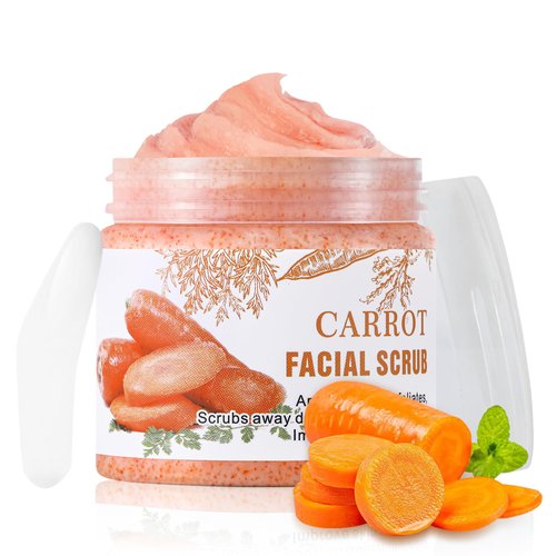 Face Scrub with Vitamin C and Carrot, Gentle Facial Exfoliating Scrub for Pore Dirt, Exfoliator Facial Wash for Oily Skin, Deep Cleansing Face Wash Cleanser for Women Men