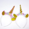 WEEPA 12Pcs Unicorn Party Supplies Gold Glitter Unicorn Headband with 3 Flower Ears Unicorn Party Hats for Unicorn Party Decorations, Birthday Party, Baby Shower