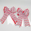 Red, Grey & White Chevron Equestrian Hair Bows-Available on French Barrette, Alligator Clip (Alligator Clip)
