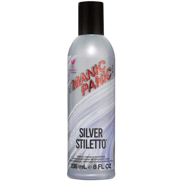 MANIC PANIC Silver Stiletto Toning Conditioner - Purple Conditioner For Pale, Platinum Blondes, Grey, Blue, And Purple Hair Color - Tones Brassiness (8oz)