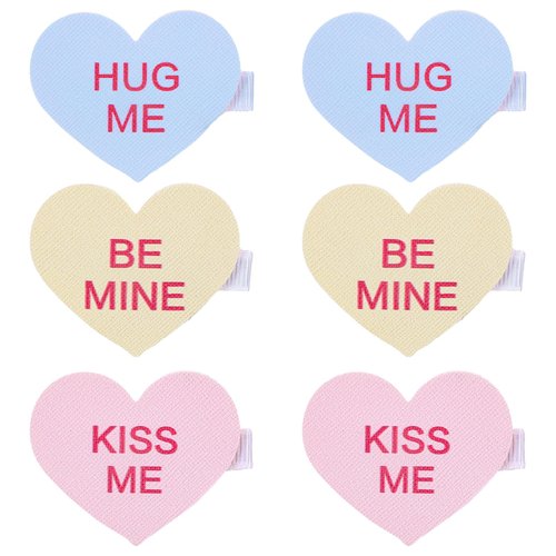 Whaline 6Pcs Valentine's Day Heart Hair Clips Sweet Conversation Heart Hair Barrettes Pink Blue Yellow Candy Heart Alligator Hairgrips Hair Accessories for Birthday Wedding Party