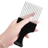 lyfLux 4 Packs Afro Comb Metal Pick, Hairdressing Detangle Wig Braid Hair Styling Tool- Black