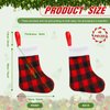BBTO Plush Cuff Christmas Mini Stockings 7 Inch Buffalo Plaid Hanging Stockings Xmas Stocking Candy Holder Tableware Holders(Red and Black,48 Pieces)