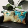 HOSTECCO Gold Abstract Pillow Covers Set of 4 Nordic Blue Pillow Cases Teal and Gold Modern Decorative Cushion Covers for Sofa Couch 18x18 inches