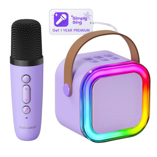 Kinglucky TOP Mini Karaoke Machine for Kids (with 14K+ Songs) Christmas Birthday Gifts Toys for Girls Ages 3-12+, Portable Mini Karaoke Machine with Wireless Microphone - Purple