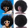 PWEOUKE 16 Inch Afro Wigs for Black Women Natural Black 70's Afro Curly Wigs Synthetic Soft Natural Looking Full Wigs for Unisex