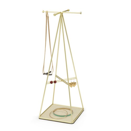 Umbra Prisma Jewelry Stand and Necklace Holder, Matte Brass