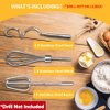 3-Piece Stainless Steel Hand Mixer Attachment Set - Whisk, Dough Hook, Egg Beater for Drills - Dishwasher Safe, 7.5 Inch (Drill Not Included)