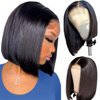 Short Bob Wig Human Hair Straight Bob Wigs For Black Women Human Hair 10 Inch Bob Lace Front Wigs Human Hair Glueless Wigs Human Hair Pre Plucked Short Wigs HD Closure Wigs Human Hair Natural Black