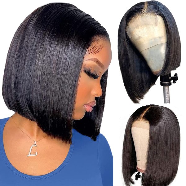 Short Bob Wig Human Hair Straight Bob Wigs For Black Women Human Hair 10 Inch Bob Lace Front Wigs Human Hair Glueless Wigs Human Hair Pre Plucked Short Wigs HD Closure Wigs Human Hair Natural Black