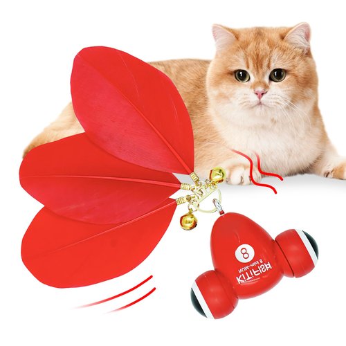 MYOLDSX Automatic Cat Toy, Interactive Cat Toys for Indoor, Smart Cat Toys Feather, red