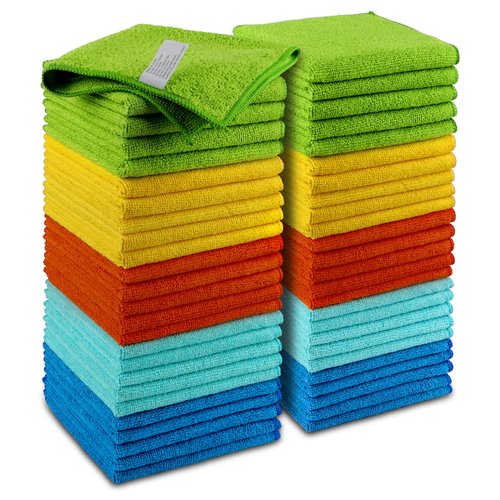 AIDEA Microfiber Cleaning Cloths-50 PK, Premium All-Purpose Car Cloth, Lint Free Dusting Cloth Cleaning Rags, Absorbent Cleaning Towel for Cars, SUVs, House, Kitchen, Window, Gifts(12in.x12in.)