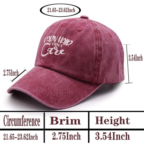 KKMKSHHG Barn Hair Don't Care Baseball Cap, Adjustable Vintage Cotton Denim Dad Hat for Women and Men (Barn Hair Don't Care Red, One Size)