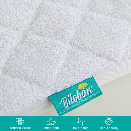 Bassinet Mattress Pad Cover, Waterproof, Ultra Soft Bamboo Viscose Terry Surface, Universal Fit for Hourglass/Oval Bassinet Mattress, 2 Pack, Washer & Dryer, No Loosen and Pre-Shrinked