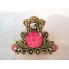 Generic small mini metal jeweled antique bronze hair claw clip Set D (Primary color: Pink), 1 Count (Pack of 1)