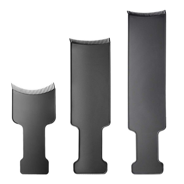 Lurrose 3pcs Long Hair Highlighting Sectioning Board Barber Flat Top Paddle Board Comb for Hair Coloring Dyeing DIY Hairdressing Tint Tool (Black)