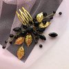 Kercisbeauty Something Green Crystal Gold Hair Comb for Wedding Brides Handmade Boho Leaf Hair Accessories for Dancing Prom (Black)